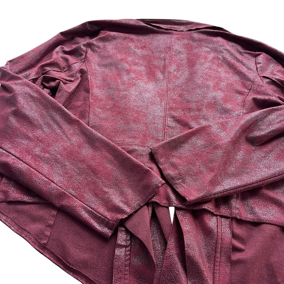 Knox Rose Women XL Burgundy Faux Suede Leather Open Drape Waterfall Front Jacket - Picture 13 of 15